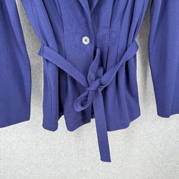 Isaac Mizrahi Belted Unstructured Sweater Blazer Jacket Size M Blue Shawl NWOT - Picture 3 of 11